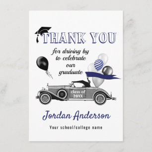 Funny Retro Car Drive By Graduation Parade Thank Y You Card