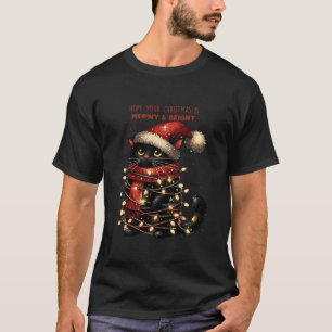 Funny Retro Cat Hope Your Christmas Is Meowy and B T-Shirt