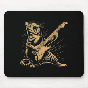 Funny Retro Cat Rock Music Men Kids Women Matching Mouse Pad