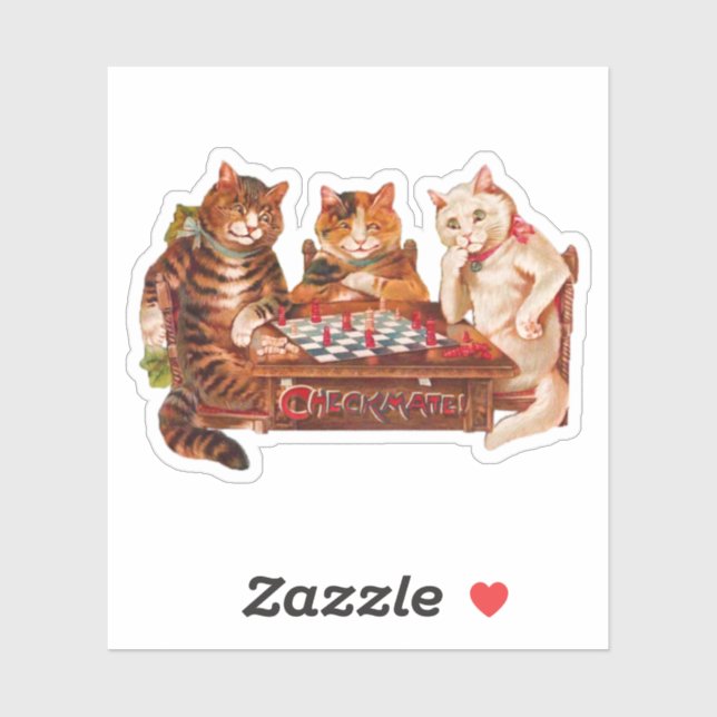 Funny Retro Cats Checkmate Playing Chess 1903 (Sheet)