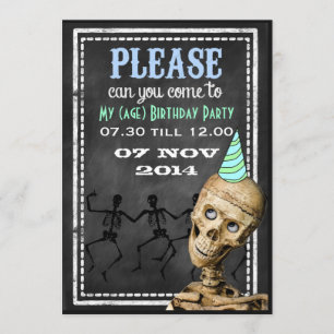 Funny Retro Chalkboard Kids Party Invitations