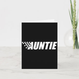 Funny Retro Chequered Auntie Black White Race Card