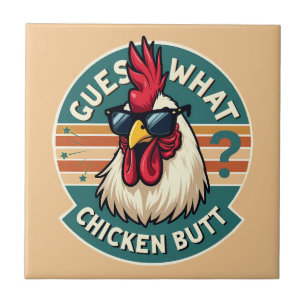  Funny Retro Chicken Butt Joke Design Ceramic Tile