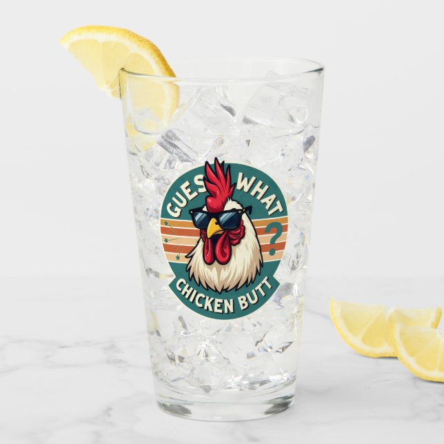  Funny Retro Chicken Butt Joke Design Glass (Front Ice)