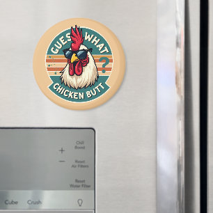  Funny Retro Chicken Butt Joke Design Magnet