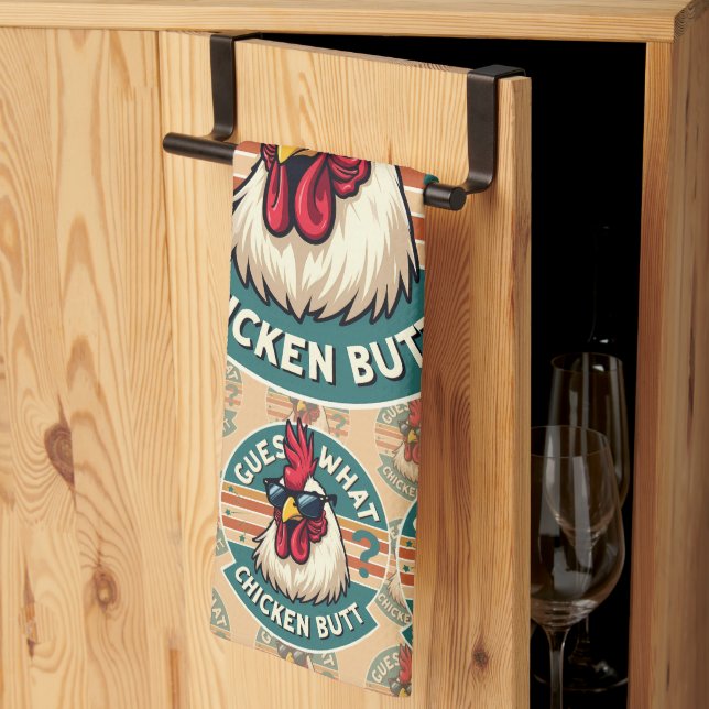  Funny Retro Chicken Butt Joke Design Tea Towel (Thirds Fold)