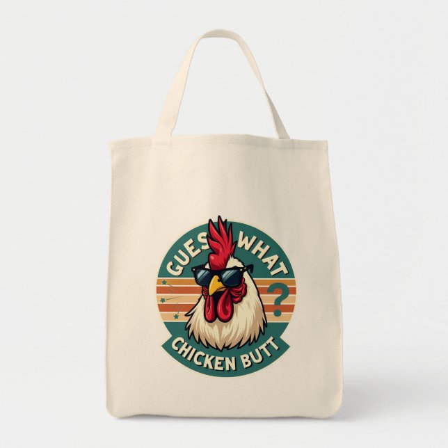  Funny Retro Chicken Butt Joke Design Tote Bag (Front)