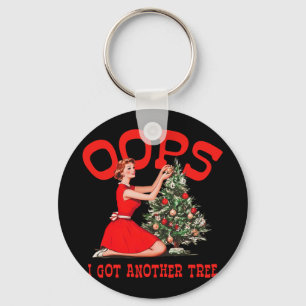 Funny Retro Christmas Oops I Got Another Tree Key Ring