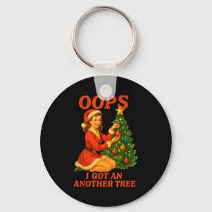 Funny Retro Christmas Oops I Got Another Tree Key Ring