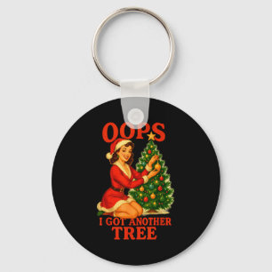 Funny Retro Christmas Oops I Got Another Tree  Key Ring