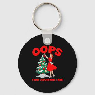 Funny Retro Christmas Oops I Got Another Tree Key Ring