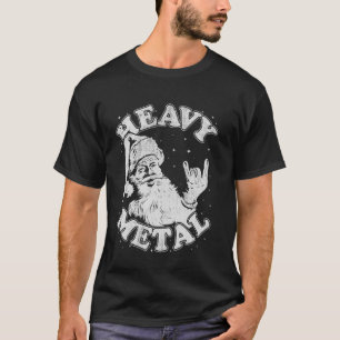 Funny Retro Christmas Santa Loves Heavy Metal T-Shirt