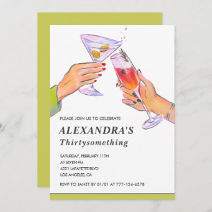 Funny Retro Cocktail 39th birthday Party Invitation