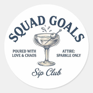 Funny Retro Cocktail Party Design Classic Round Sticker