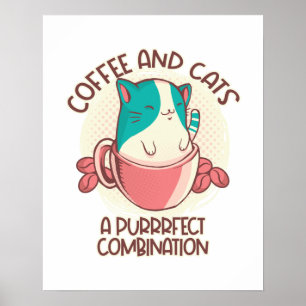 Funny Retro Coffee and Cats Poster