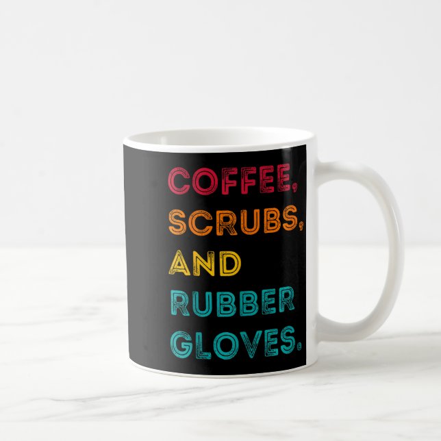 Funny Retro Coffee Scrubs Rubber Gloves Nurse Doct Coffee Mug (Right)