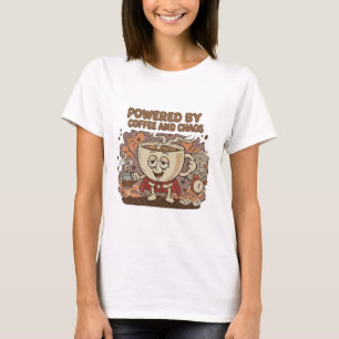 Funny Retro Coffee Superhero Powered by Coffee T-Shirt