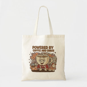 Funny Retro Coffee Superhero Powered by Coffee Tote Bag