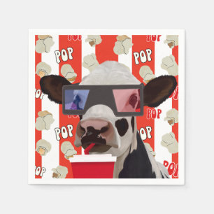 Funny Retro Cow Popcorn Pattern Napkin