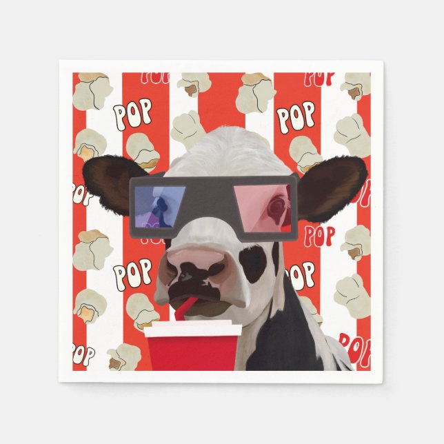 Funny Retro Cow Popcorn Pattern Napkin (Front)