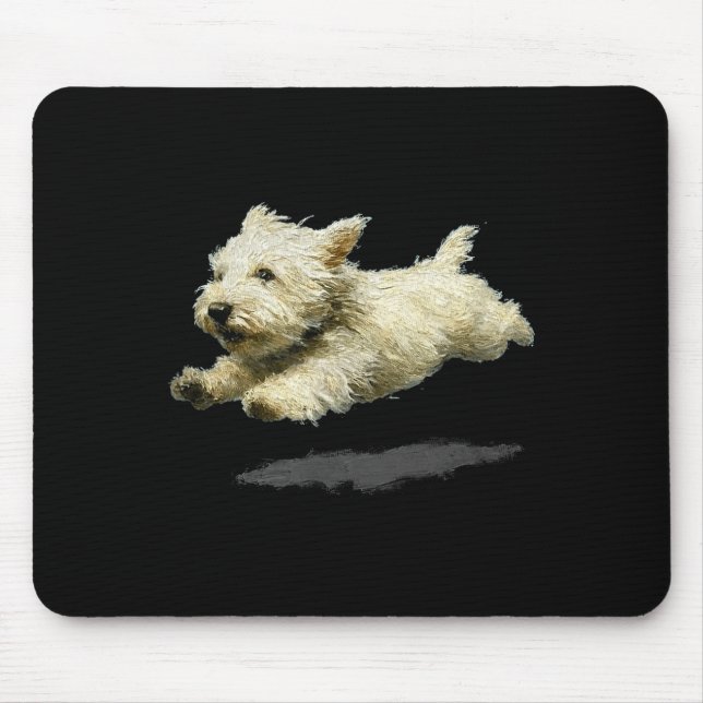 Funny retro cute running dog art print  mouse pad (Front)