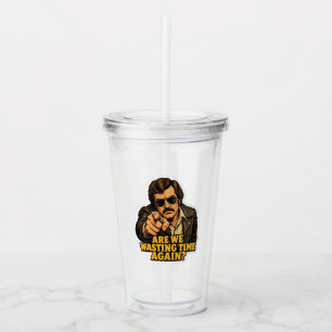 Funny Retro Detective Wasting Time Office Meme Acrylic Tumbler