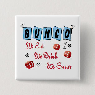 Funny Retro Dice Girls Night Out Bunco  15 Cm Square Badge