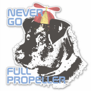 Funny retro dog propeller hat personalised sticker