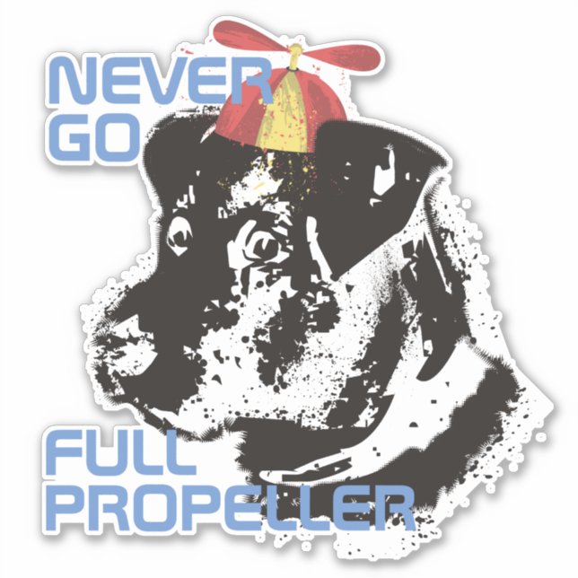 Funny retro dog propeller hat personalised sticker (Front)
