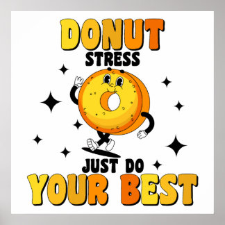 Funny Retro Doughnut motivational Quote Poster