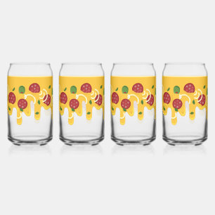 Funny Retro Dripping Pizza Cheese Keto Party Can Glass