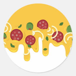 Funny Retro Dripping Pizza Cheese Keto Party Classic Round Sticker