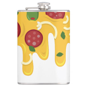 Funny Retro Dripping Pizza Cheese Keto Party Hip Flask