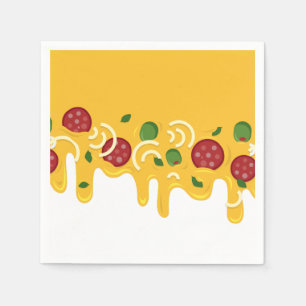 Funny Retro Dripping Pizza Cheese Keto Party Napkin