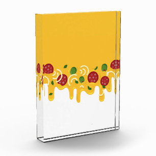Funny Retro Dripping Pizza Cheese Keto Party Photo Block