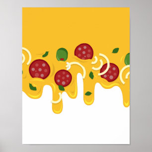 Funny Retro Dripping Pizza Cheese Keto Party Poster