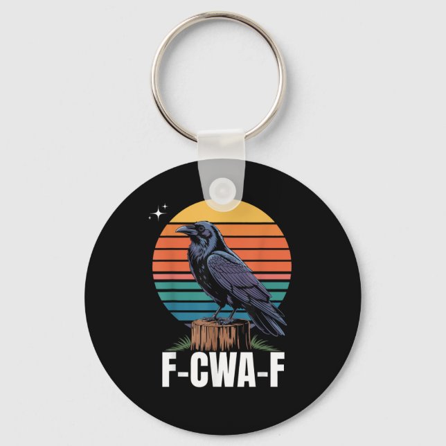 Funny Retro F-Caw-F Bird Crow Crow Bird  Key Ring (Front)