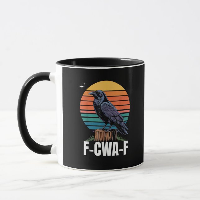 Funny Retro F-Caw-F Bird Crow Crow Bird  Mug (Left)