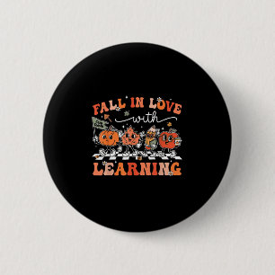 Funny Retro Fall In Love With Learning Pumpkin Tea 6 Cm Round Badge