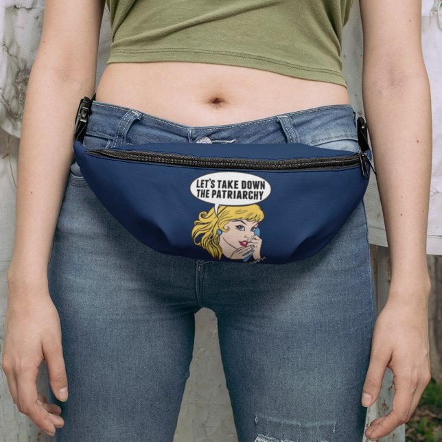 Funny Retro Feminist Pop Art Anti Patriarchy Bum Bags (Creator Uploaded)