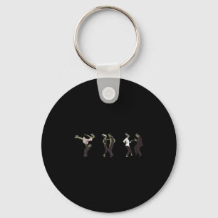 Funny Retro Frankenstein Monster And Bride Dancing Key Ring