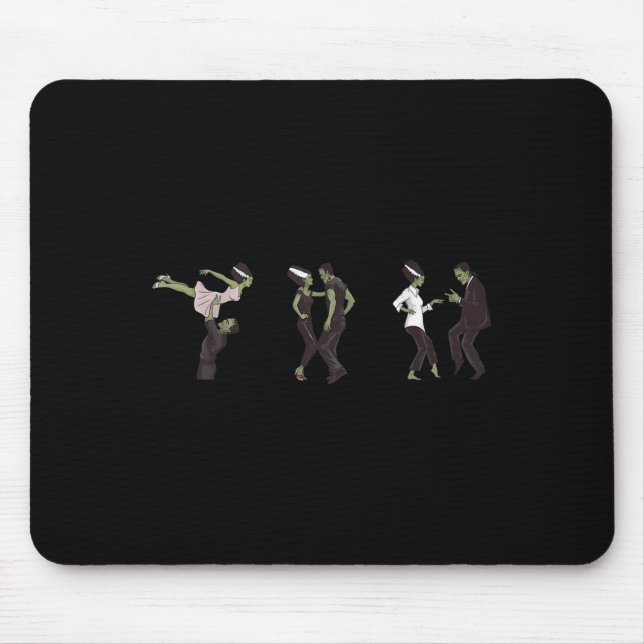 Funny Retro Frankenstein Monster And Bride Dancing Mouse Pad (Front)