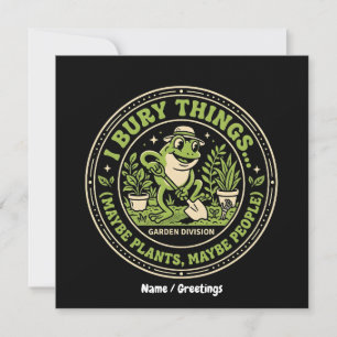 Funny Retro Frog Badge I Bury Things Gardening  Invitation
