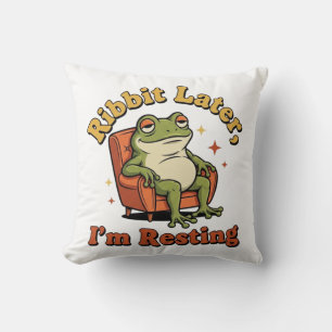 Funny Retro Frog Square Throw Pillow