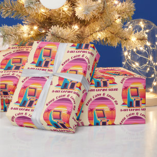 Funny Retro Gamer 80s Arcade 8-Bit Gaming Humour Wrapping Paper