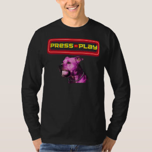 Funny Retro Gamer Pitbull Dog T-Shirt