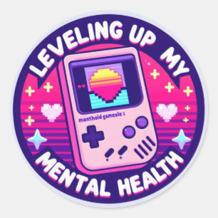 Funny Retro Gamer Sticker - Levelling Up My Mental