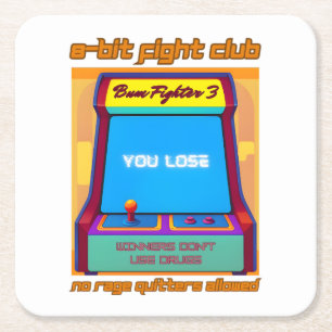 Funny Retro Gaming 80s Arcade 8-Bit Gamer Humour Square Paper Coaster