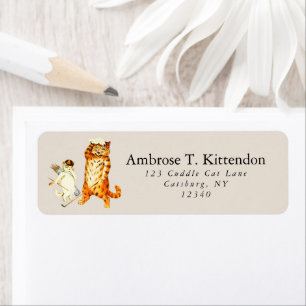 Funny Retro Golf Player Tiger Cat & Caddy Return Address Label