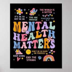 Funny Retro Groovy Colourful Mental Health S Aware Poster